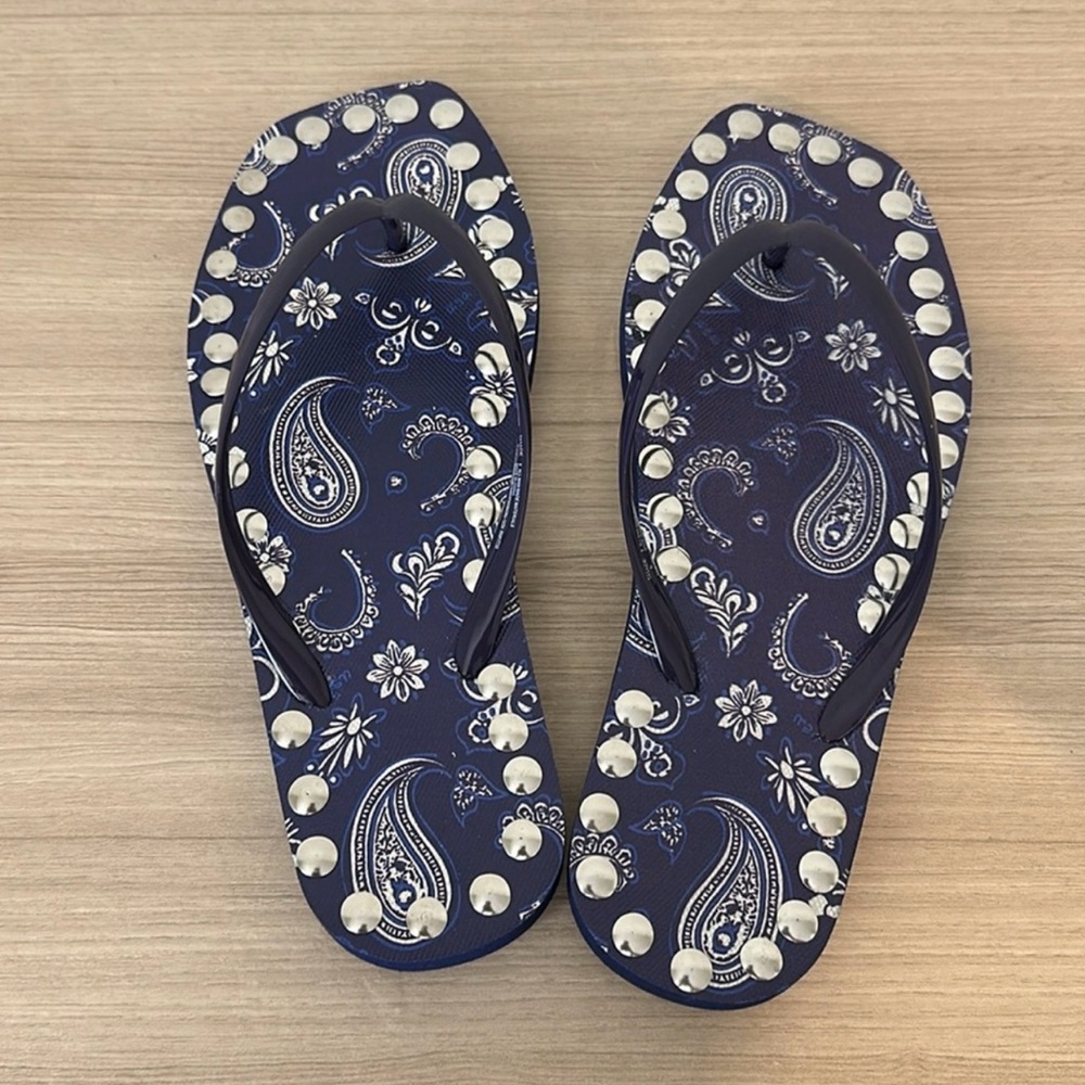 Handmade Studded Square Flip Flops